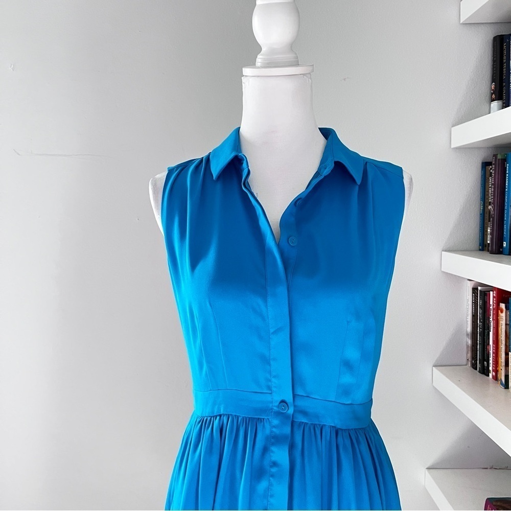 Hobbs London Sleeveless Midi Blue Dress sz US 6 / UK 10 - Picture 2 of 15